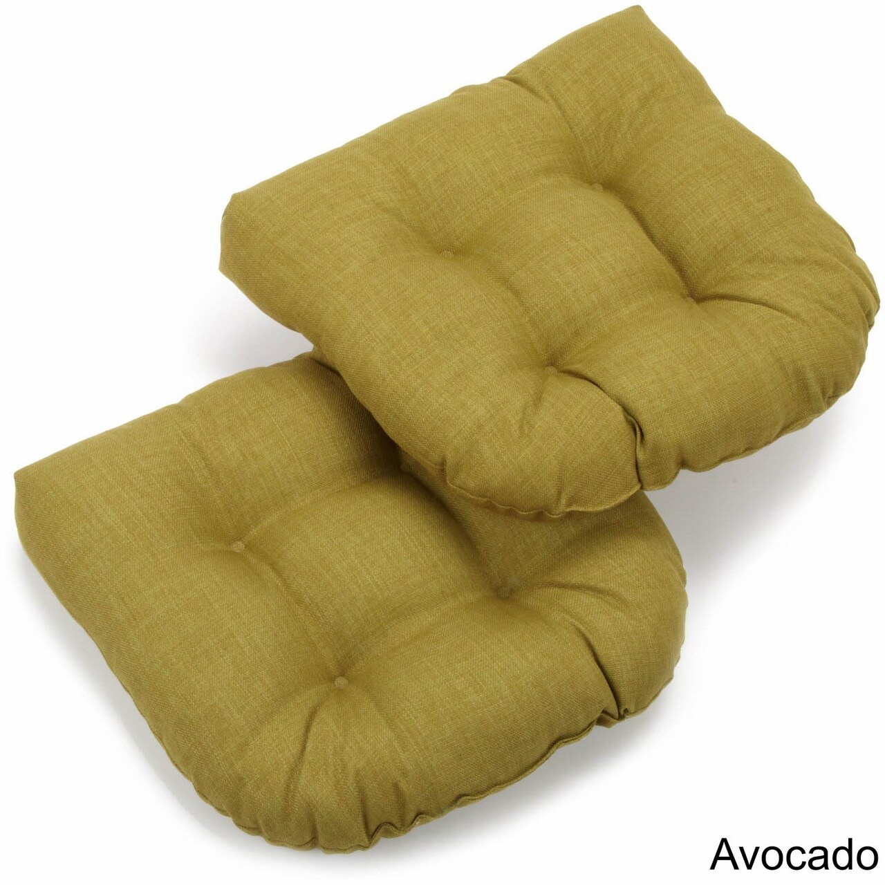 19-inch U-Shaped Outdoor Spun Polyester Tufted Dining Chair Cushion (Set of 2) - Avocado